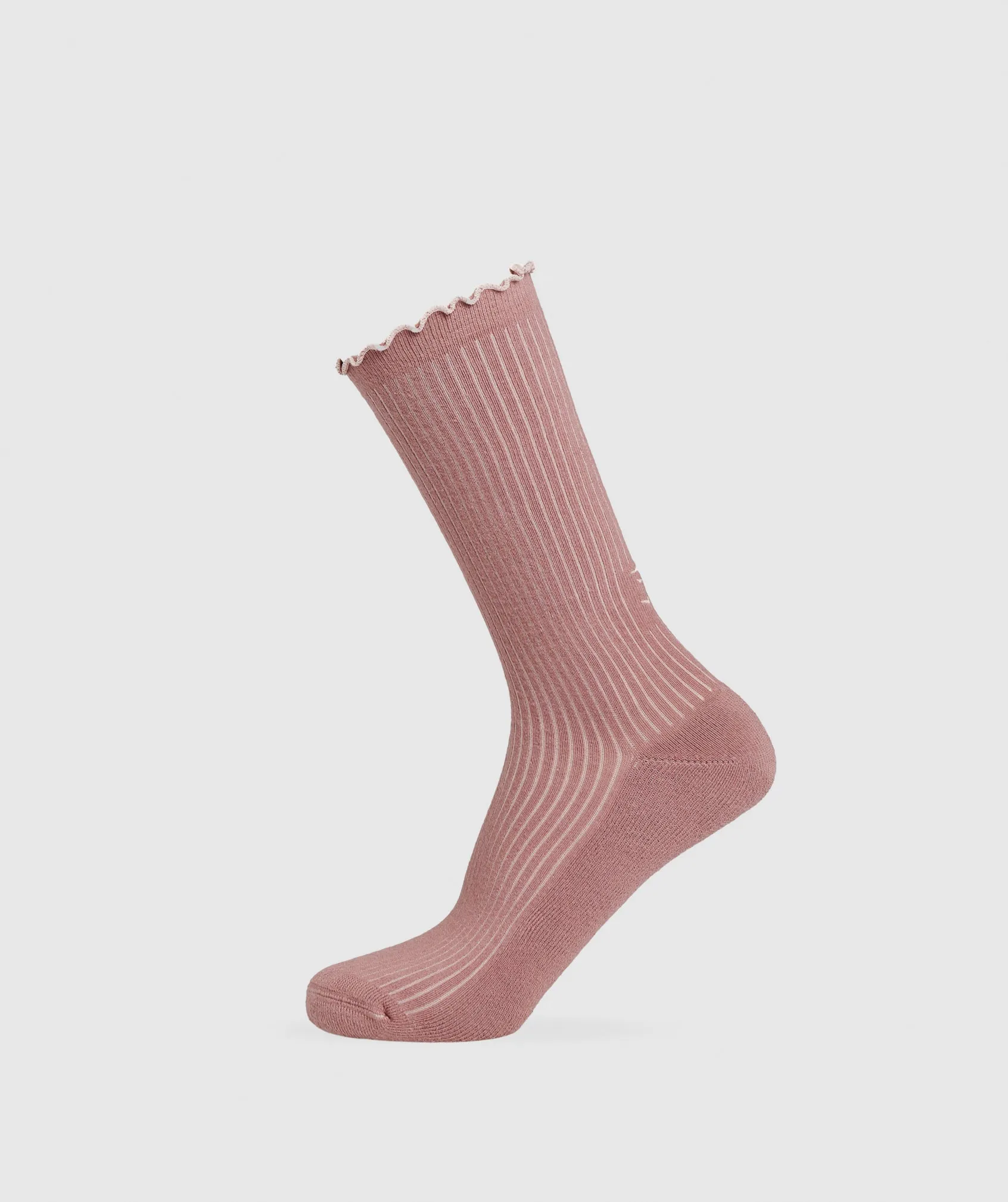 Gymshark Frill Crew Single Sock - Brick Brown/Muted Pink sold by Gymshark