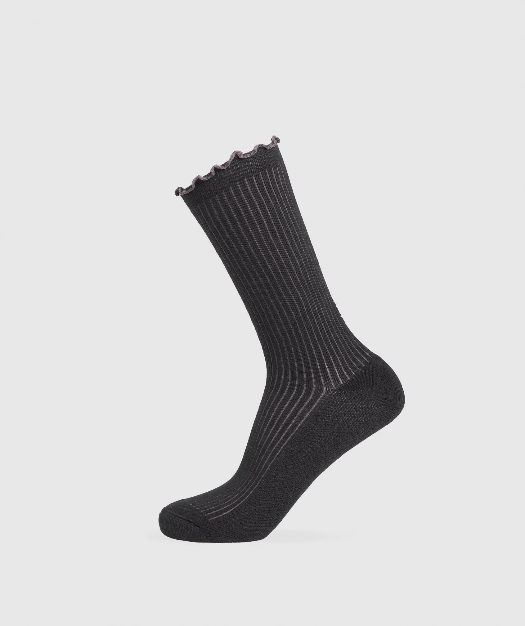 Gymshark Frill Crew Single Sock - Black/Brushed Purple sold by Gymshark