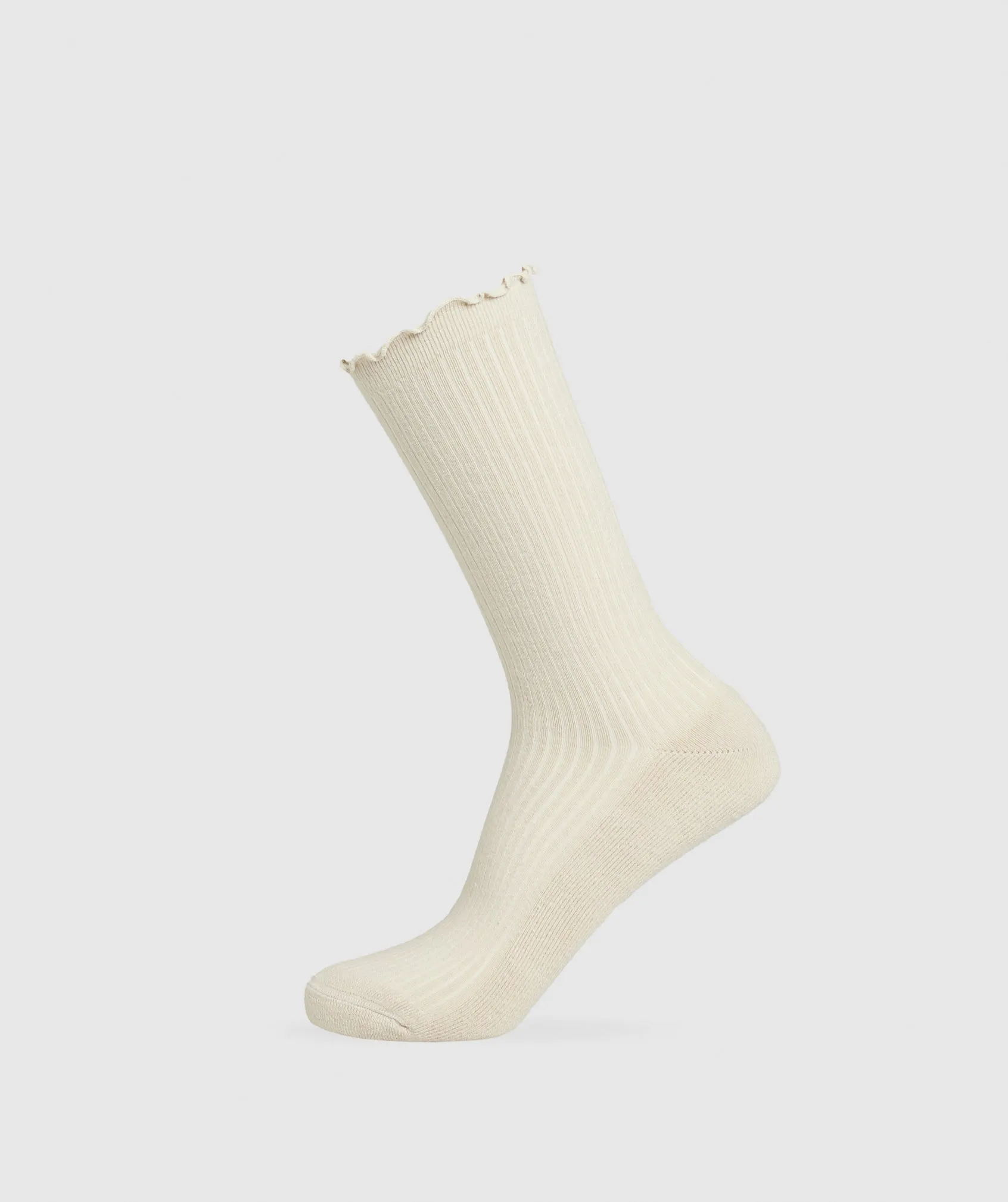 Gymshark Frill Crew Single Sock - Cream Beige/Soft White sold by Gymshark