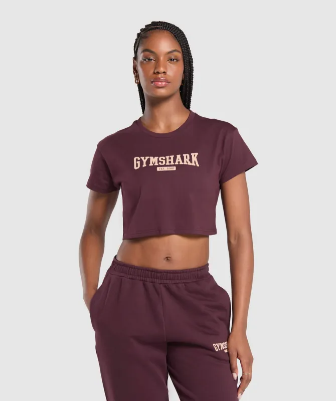 Gymshark Collegiate Lifestyle Crop Top - Depth Purple sold by Gymshark