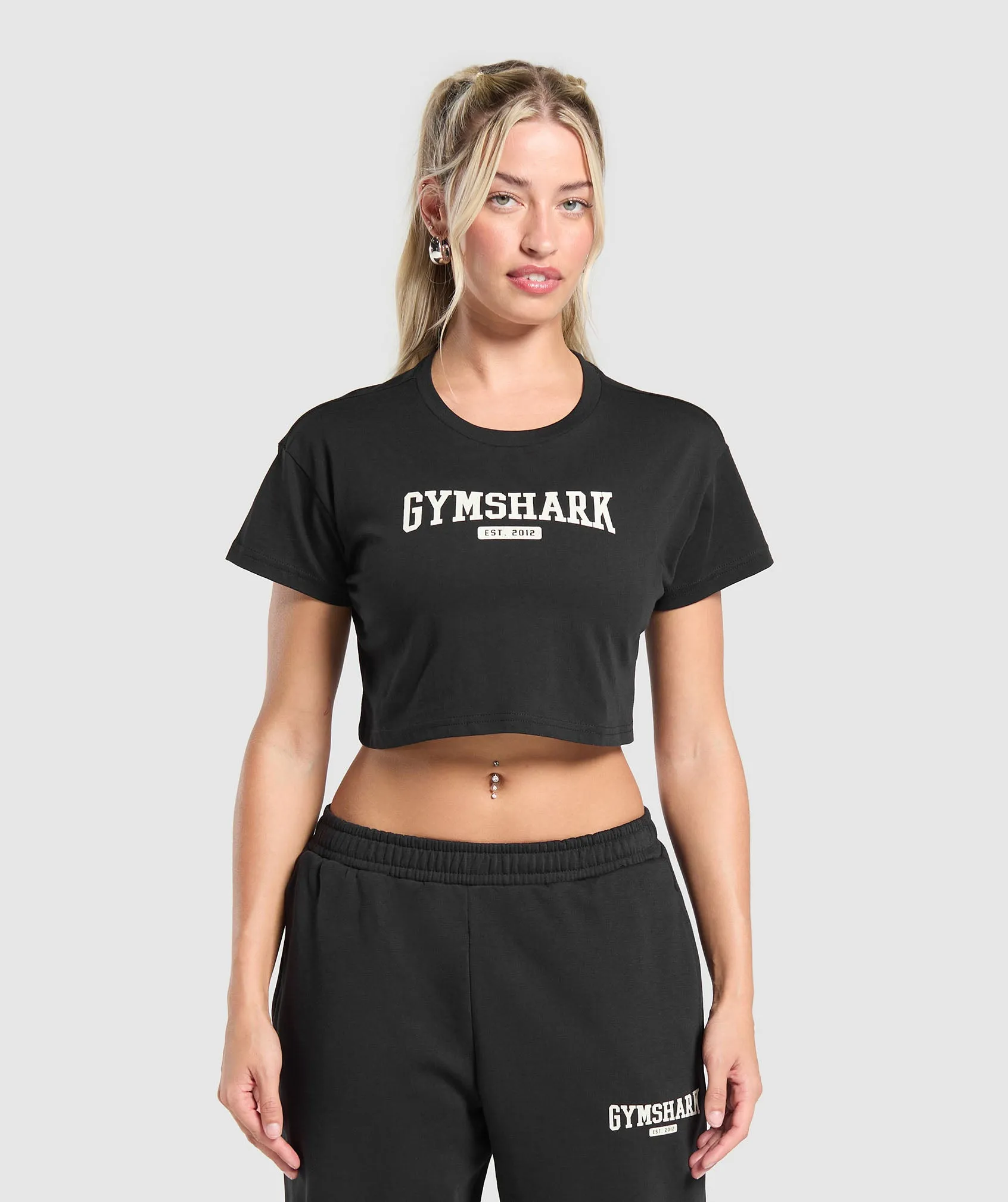 Gymshark Collegiate Lifestyle Crop Top - Black sold by Gymshark