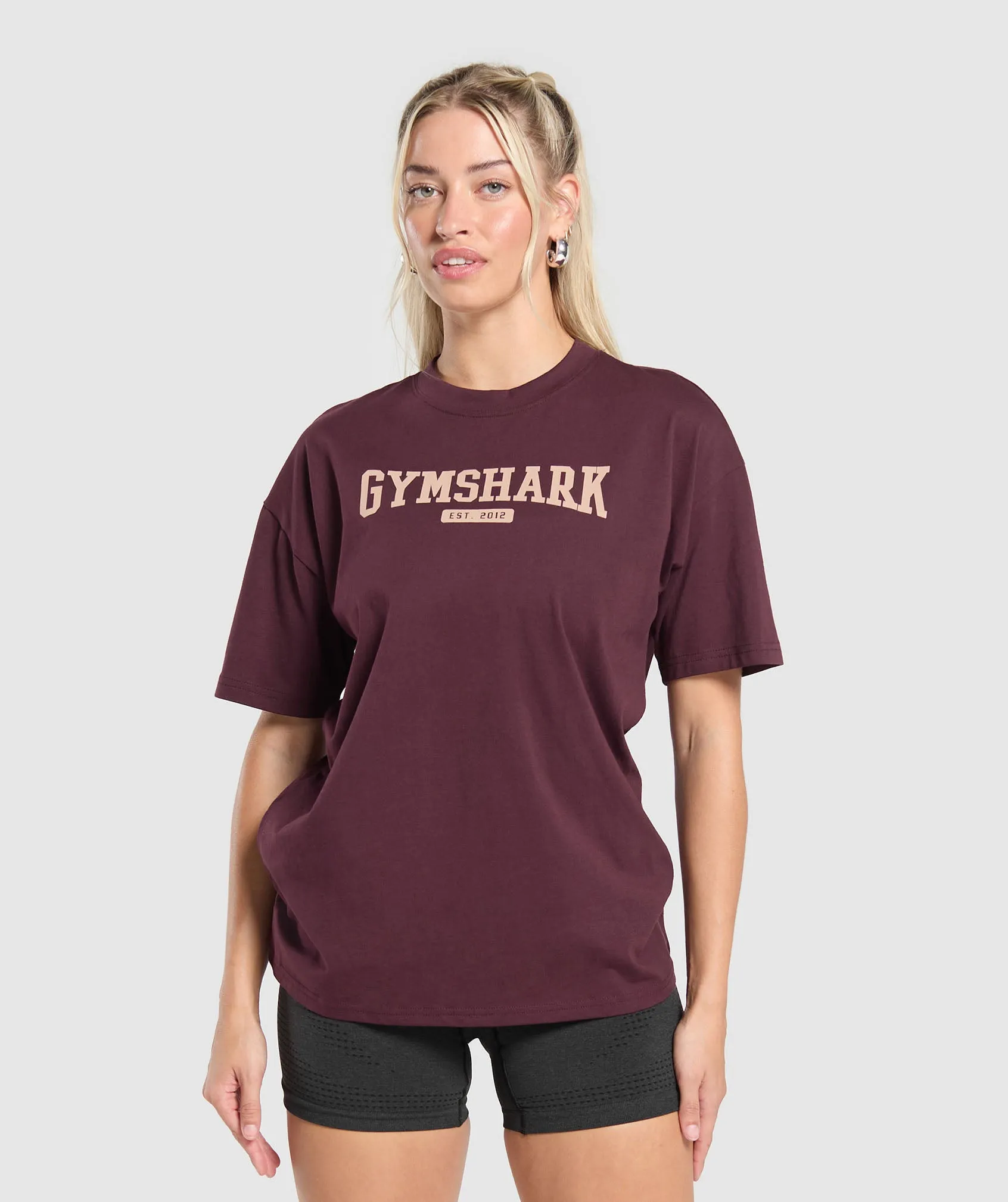 Gymshark Collegiate Lifestyle Oversized T-Shirt - Depth Purple sold by Gymshark