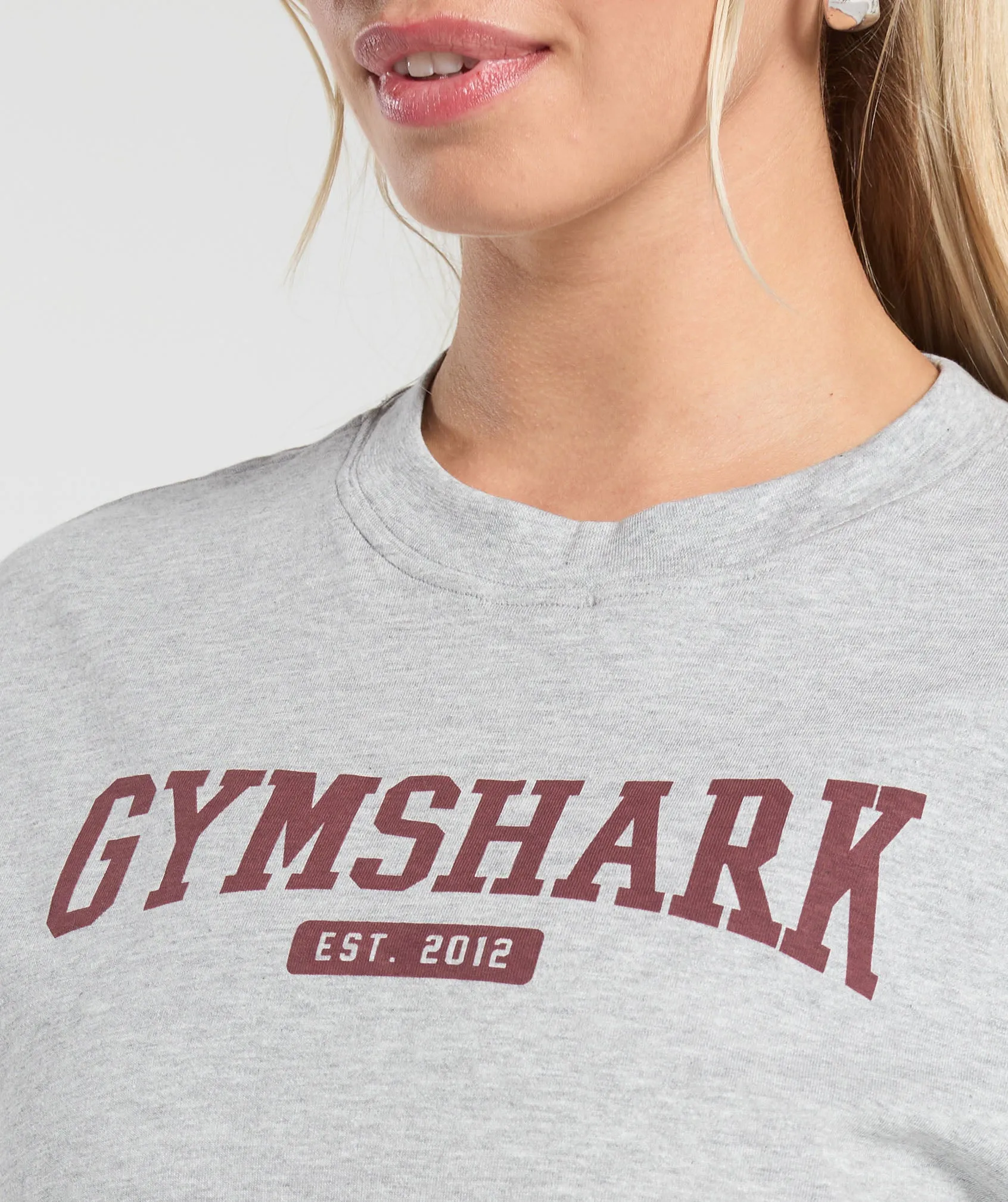 Gymshark Collegiate Lifestyle Oversized T-Shirt - Light Grey Core Marl sold by Gymshark product image thumbnail 3