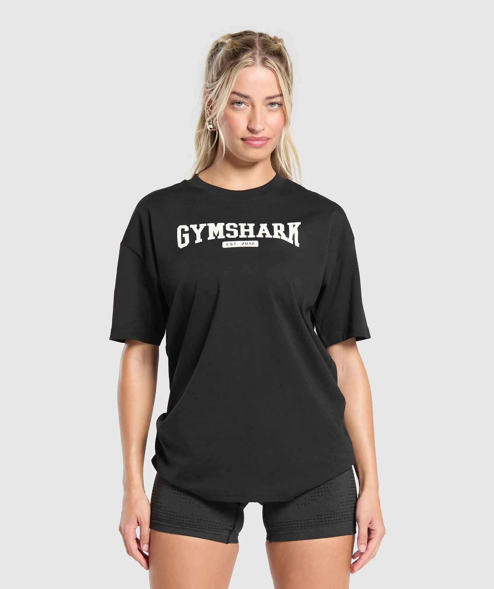Gymshark Collegiate Lifestyle Oversized T-Shirt - Black sold by Gymshark