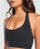 Gymshark Warp Knit Seamless Halerneck Bralette - Black/Linen Brown sold by Gymshark