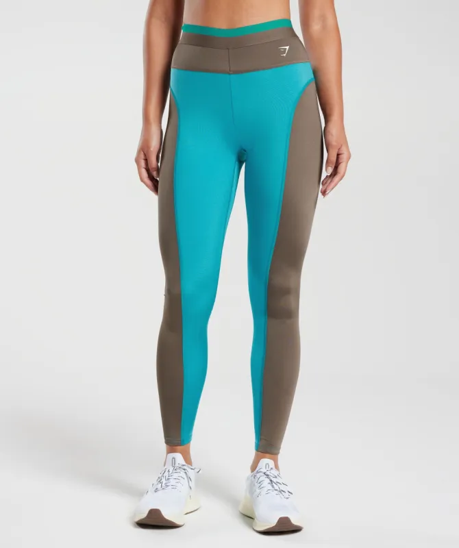 Gymshark Retro Club Leggings - Camo Brown/Seafoam Blue sold by Gymshark