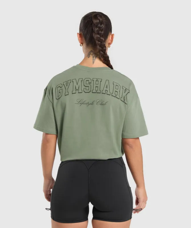 Gymshark Collegiate Oversized T-Shirt - Unit Green sold by Gymshark