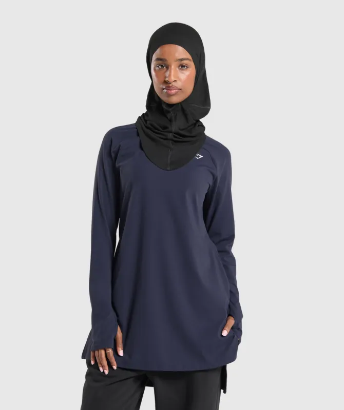 Gymshark Long Line Long Sleeve Top - Heavy Blue sold by Gymshark