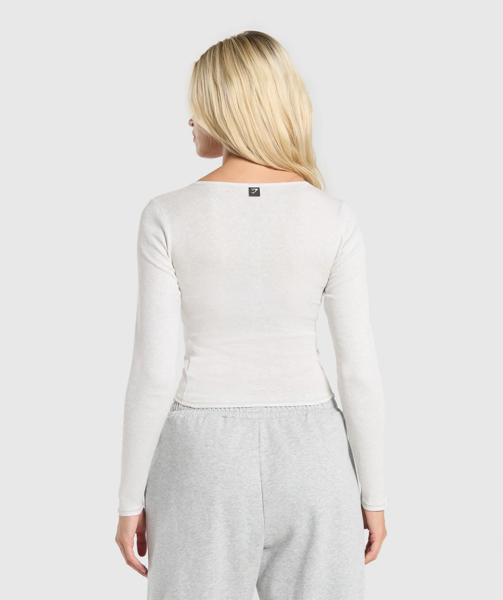 Gymshark Rib Long Sleeve Top - White Marl sold by Gymshark product image thumbnail 2
