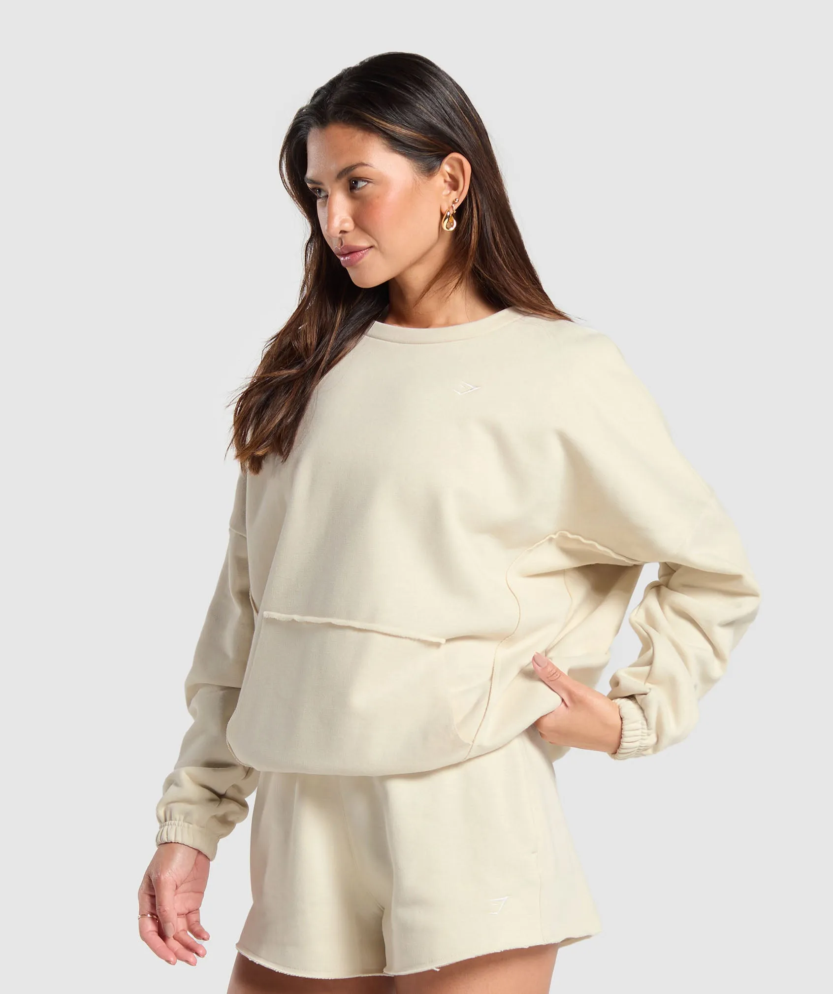 Gymshark Fleece Oversized Sweatshirt - Ecru White sold by Gymshark product image thumbnail 3