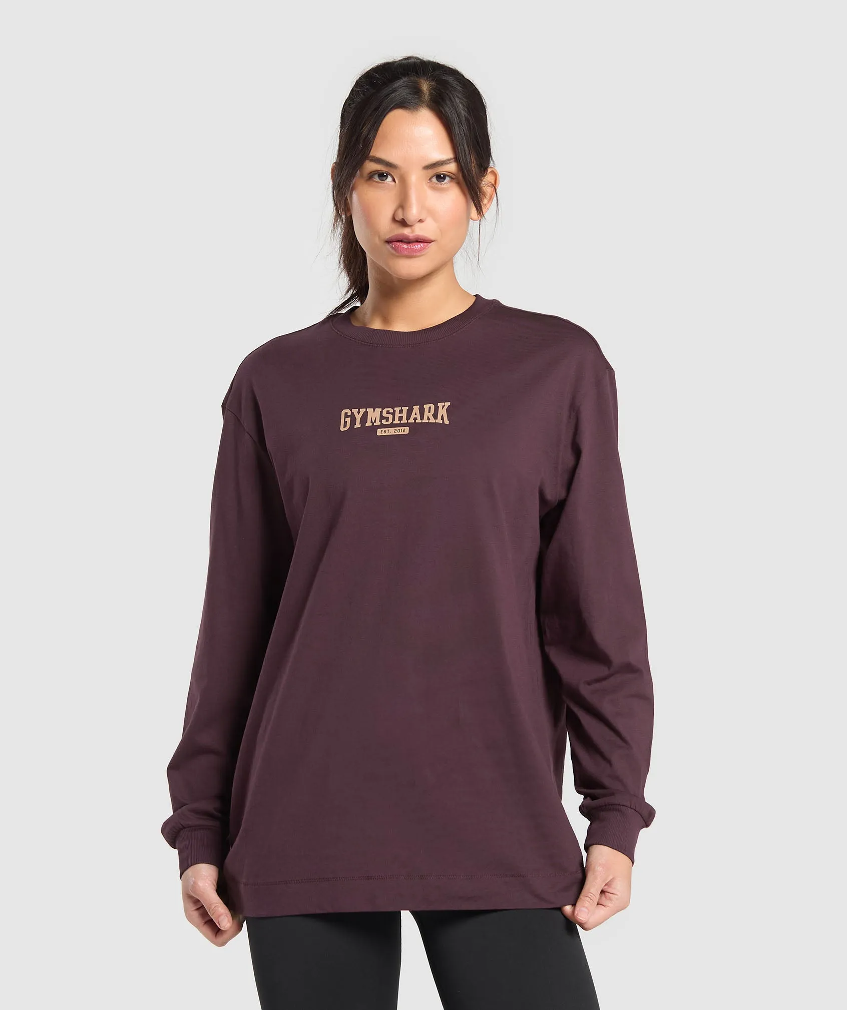 Gymshark Collegiate Lifestyle Long Sleeve Top - Depth Purple sold by Gymshark