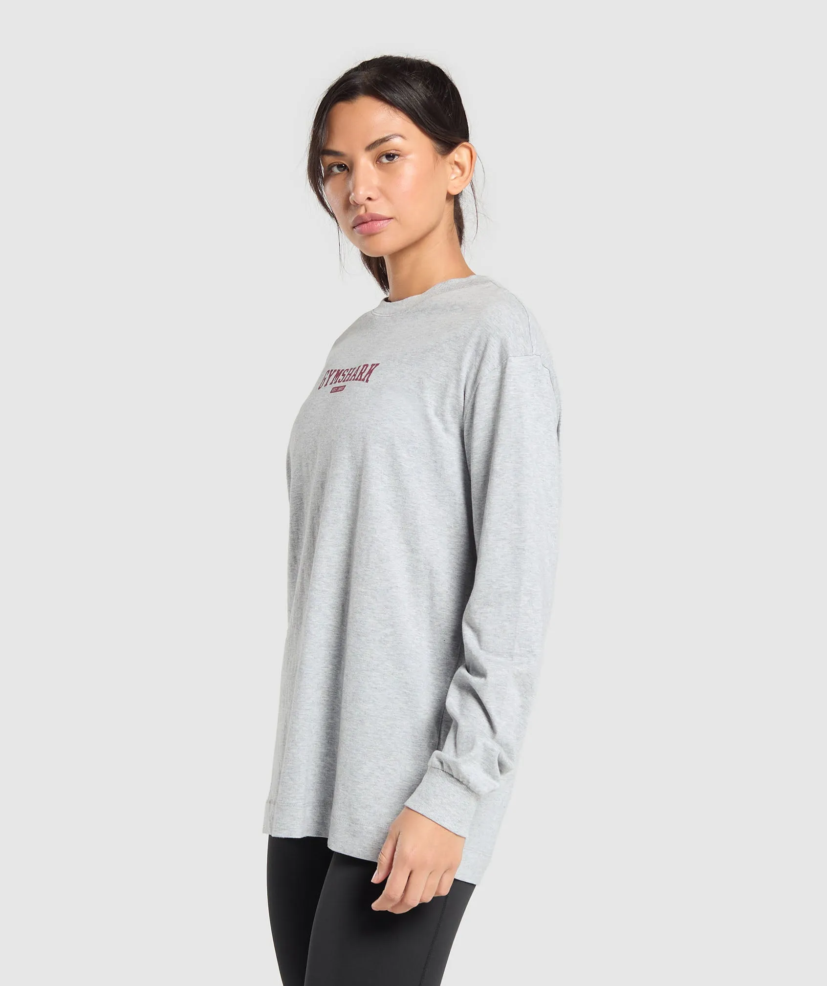 Gymshark Collegiate Lifestyle Long Sleeve Top - Light Grey Core Marl sold by Gymshark product image thumbnail 2