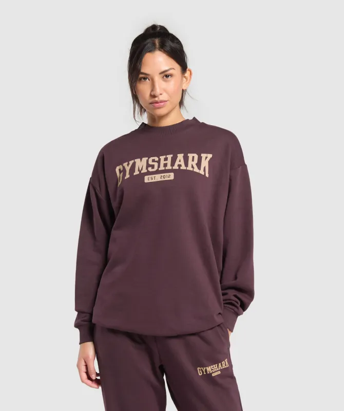 Gymshark Collegiate Lifestyle Oversized Swearshirt - Depth Purple sold by Gymshark