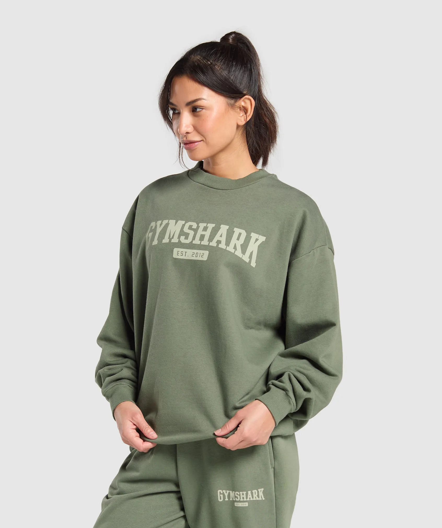 Gymshark Collegiate Lifestyle Oversized Swearshirt - Base Green sold by Gymshark product image thumbnail 2