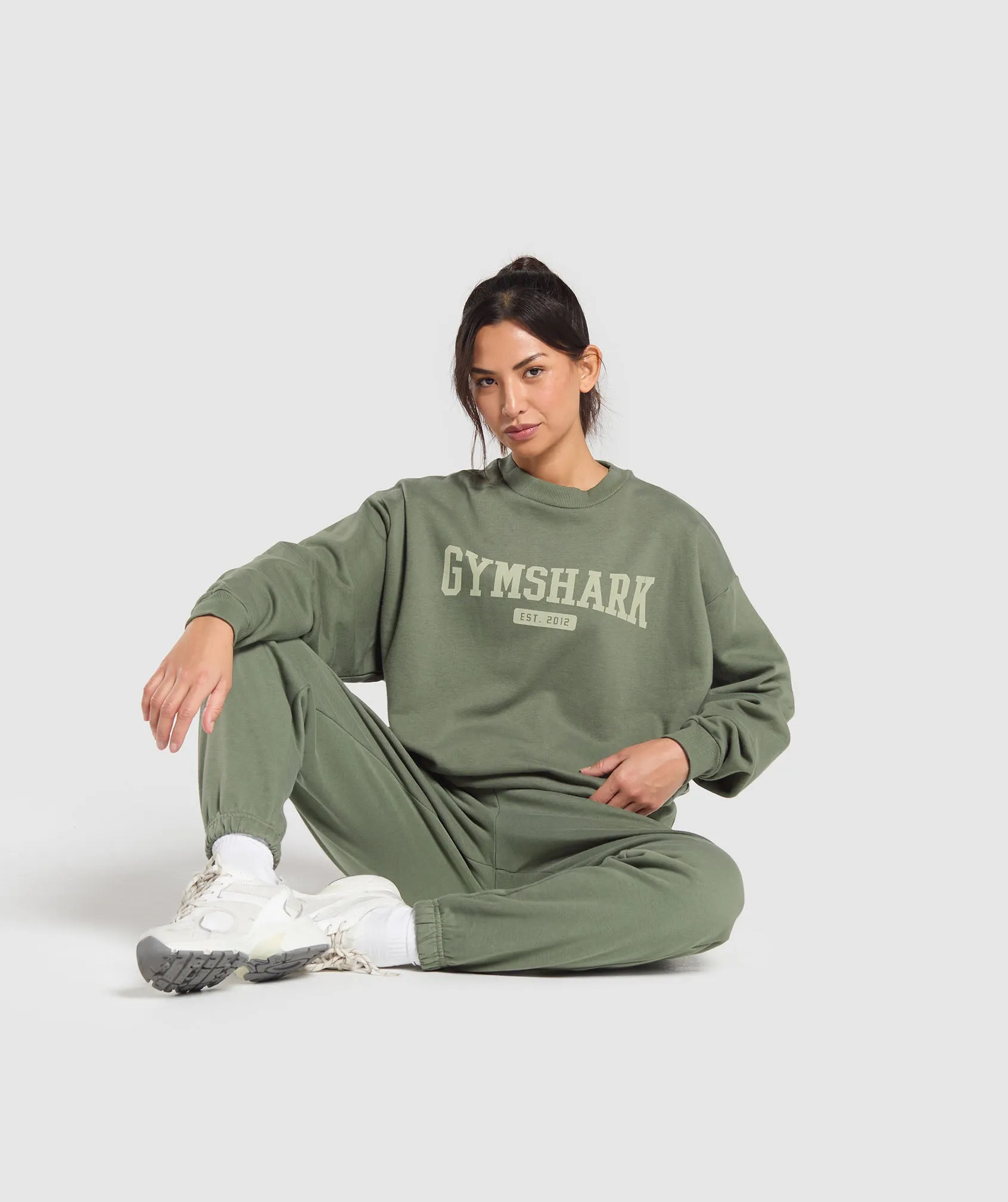 Gymshark Collegiate Lifestyle Oversized Swearshirt - Base Green sold by Gymshark product image thumbnail 4