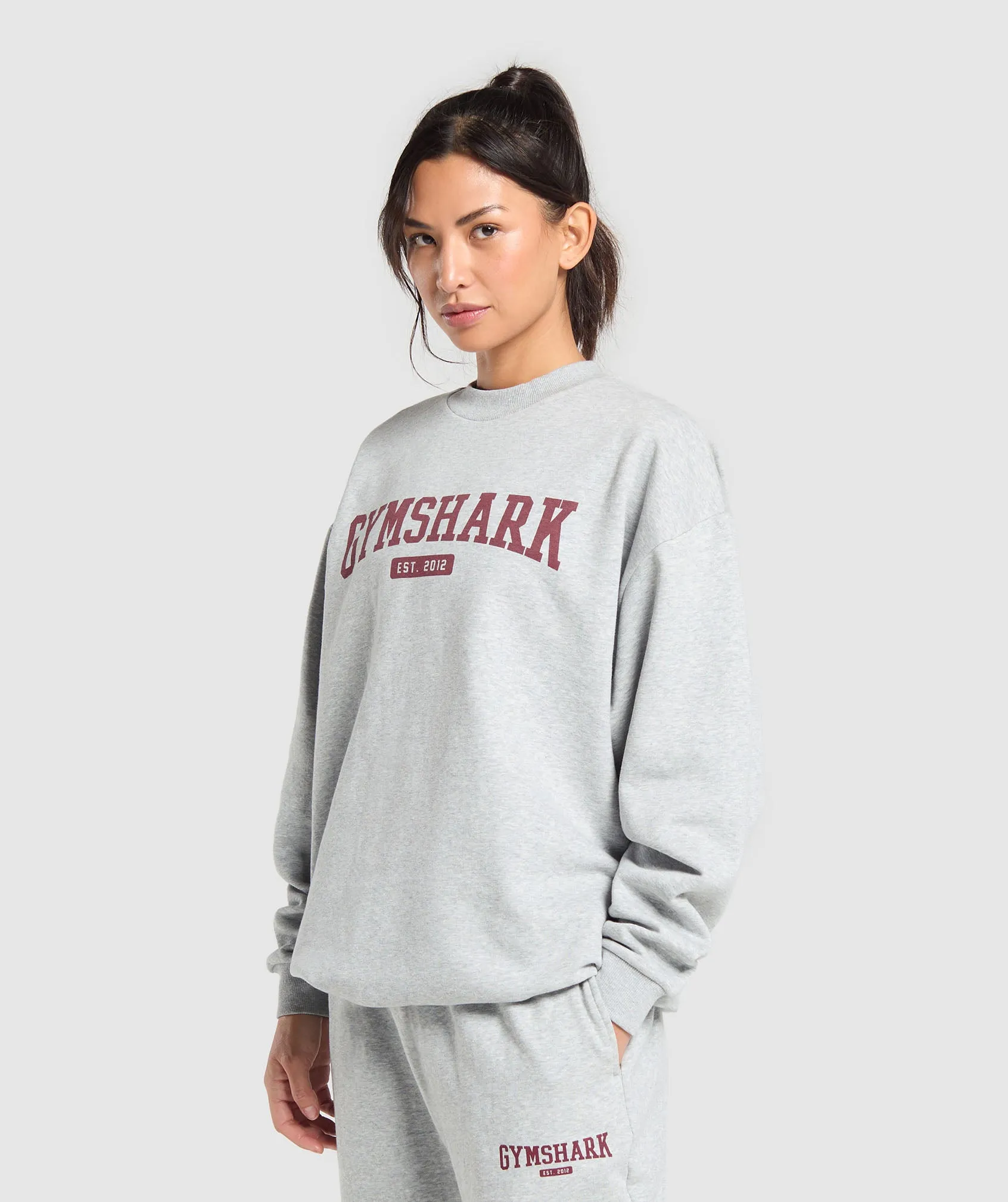 Gymshark Collegiate Lifestyle Oversized Sweatshirt - Light Grey Core Marl sold by Gymshark product image thumbnail 2