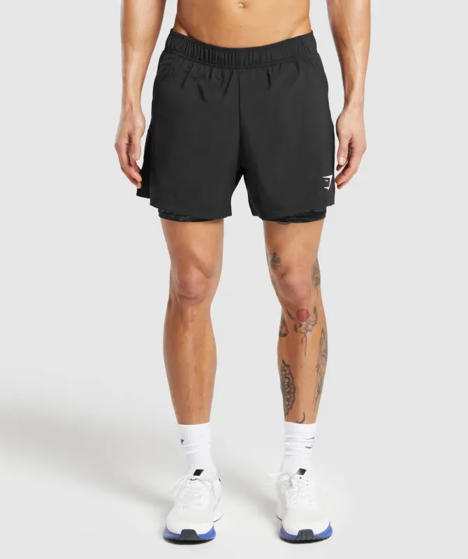 Gymshark Sport  5" 2 in 1 Shorts - Black/Asphalt Grey sold by Gymshark