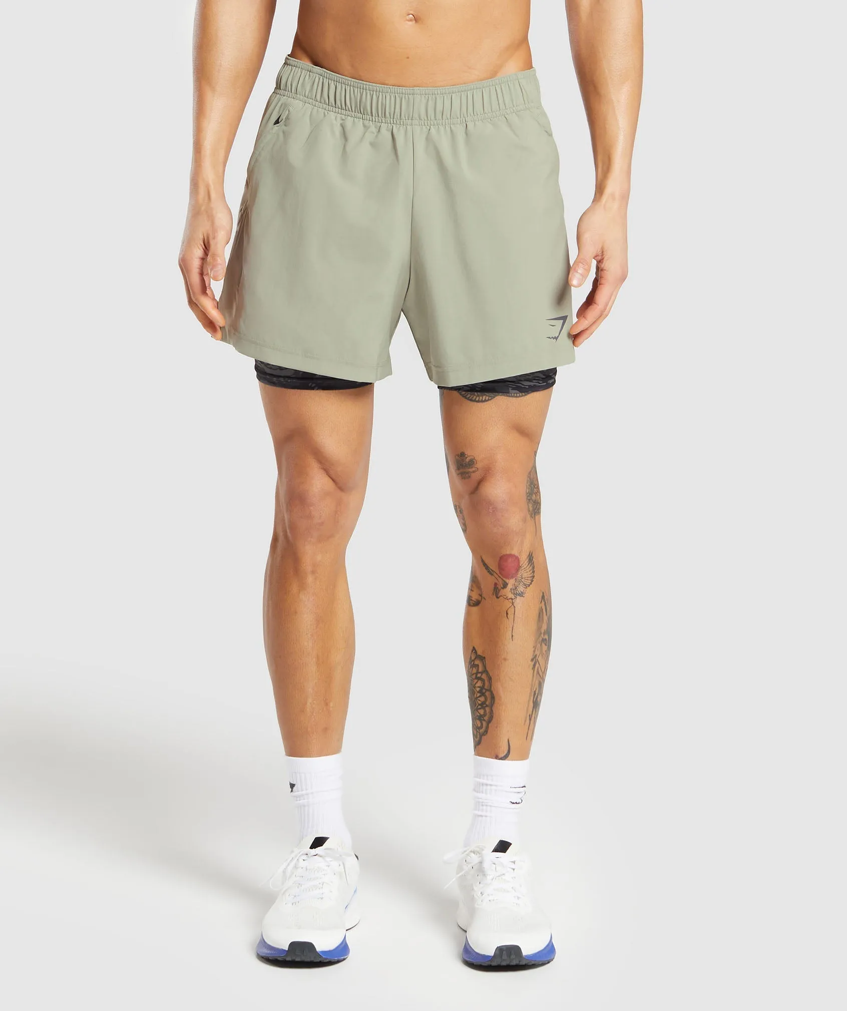 Gymshark Sport 5" 2 in 1 Shorts - Chalk Green/Asphalt Grey sold by Gymshark