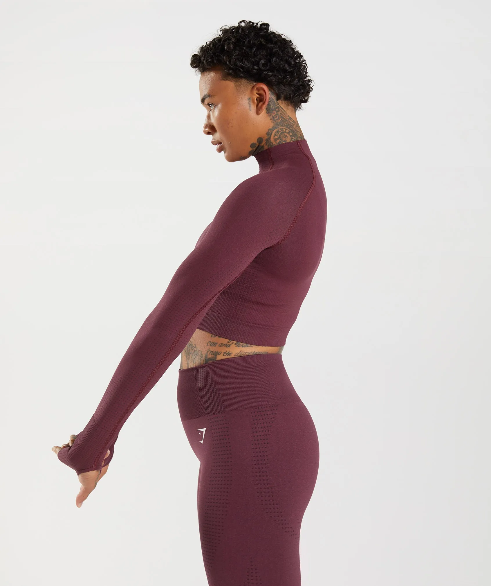 Gymshark Vital High Neck Midi Top - Baked Maroon Marl sold by Gymshark product image thumbnail 3