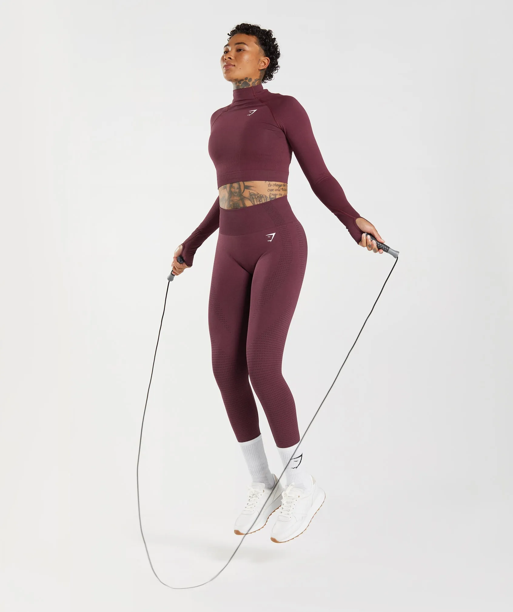 Gymshark Vital High Neck Midi Top - Baked Maroon Marl sold by Gymshark product image thumbnail 4