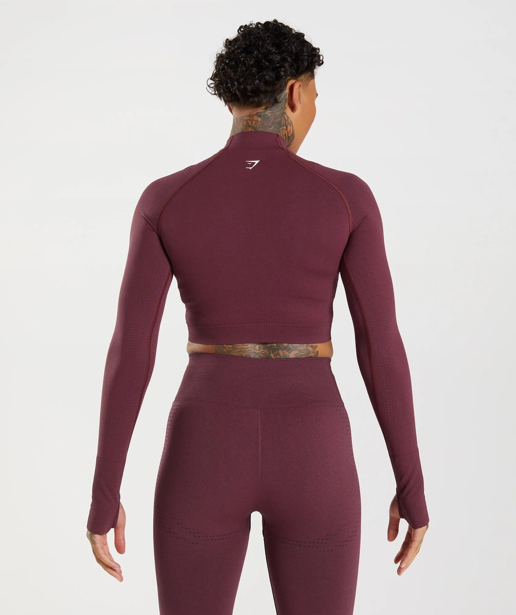 Gymshark Vital High Neck Midi Top - Baked Maroon Marl sold by Gymshark product image thumbnail 2