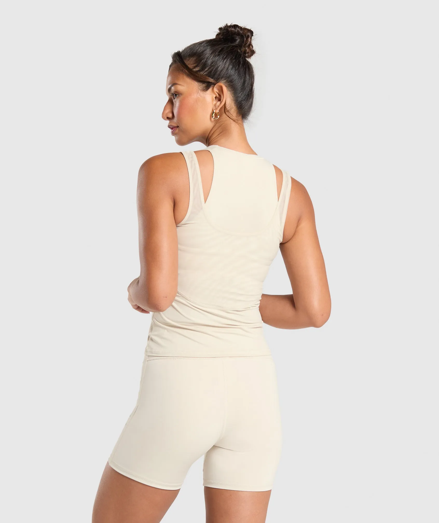 Gymshark Elevate Tattoo Graphic Tank With Shelf - Cream Beige sold by Gymshark product image thumbnail 2