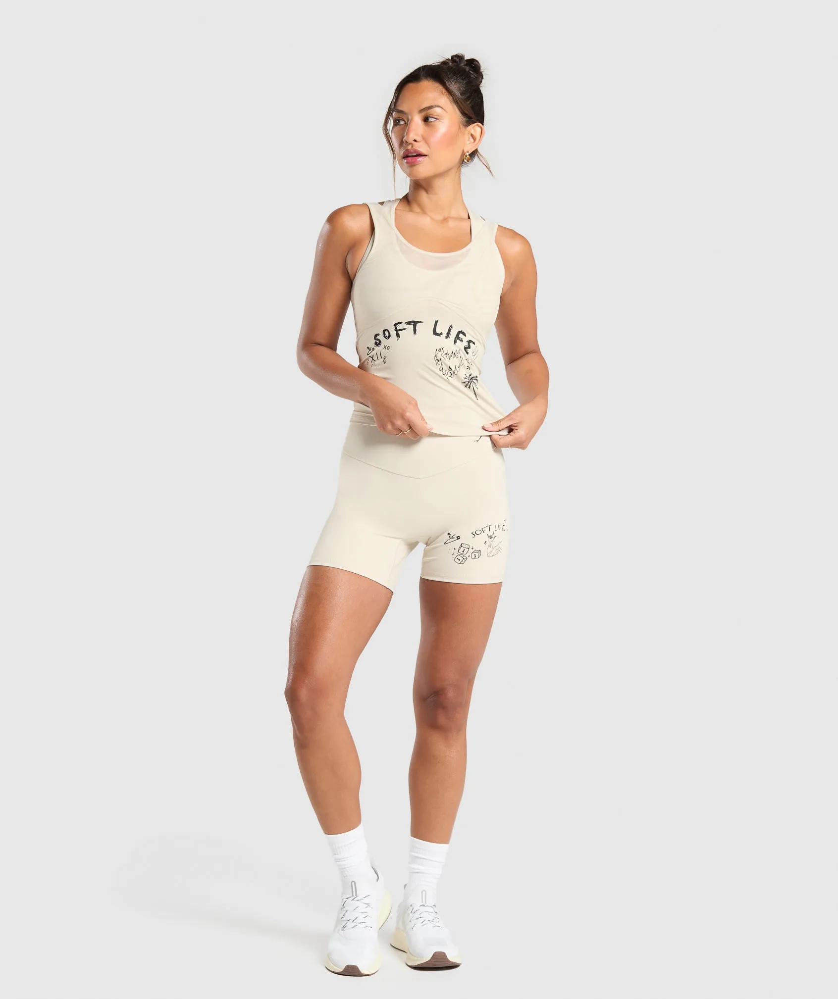 Gymshark Elevate Tattoo Graphic Tank With Shelf - Cream Beige sold by Gymshark product image thumbnail 4