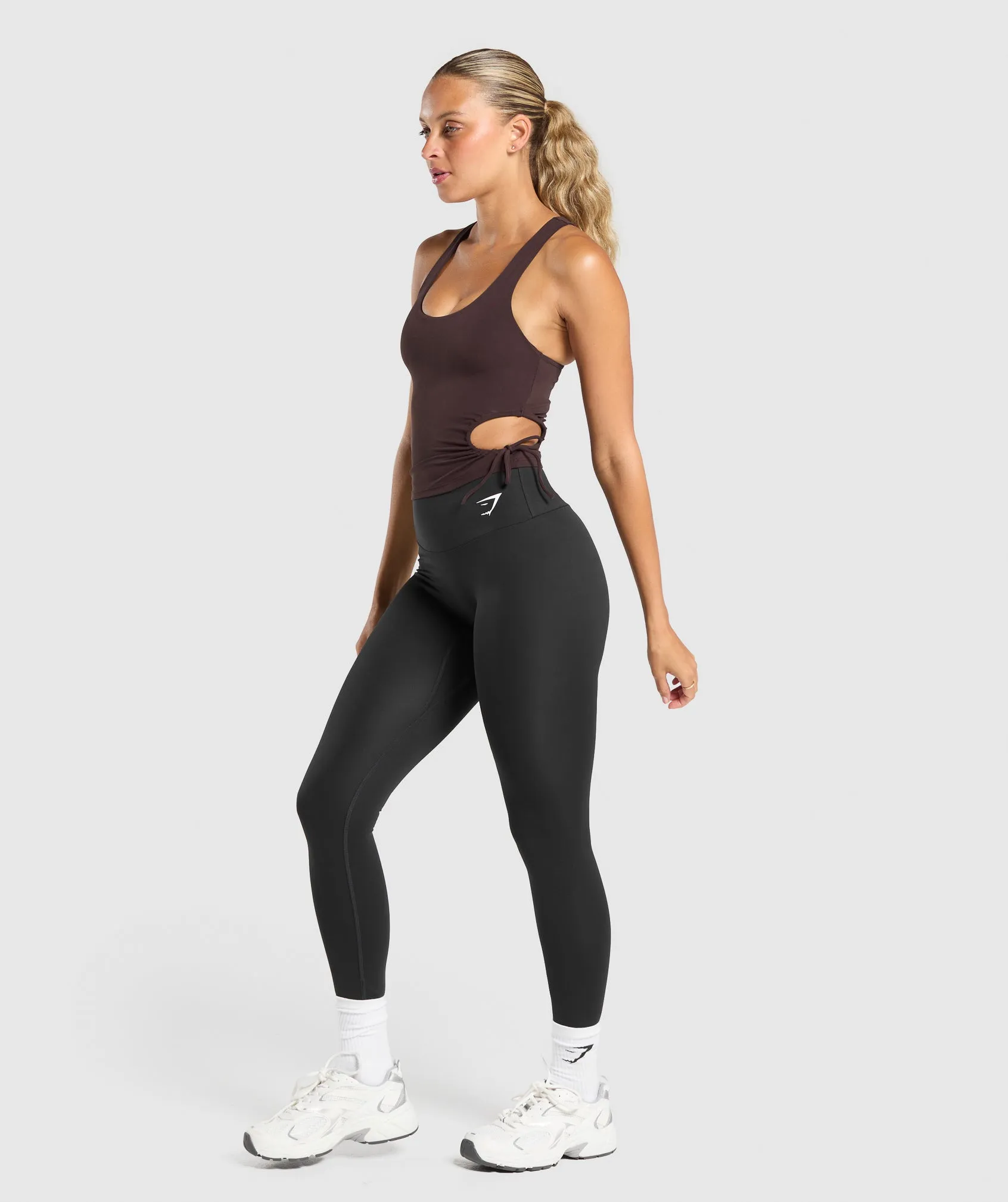 Gymshark Ruched Side Tank With Shelf - Heritage Brown sold by Gymshark product image thumbnail 4