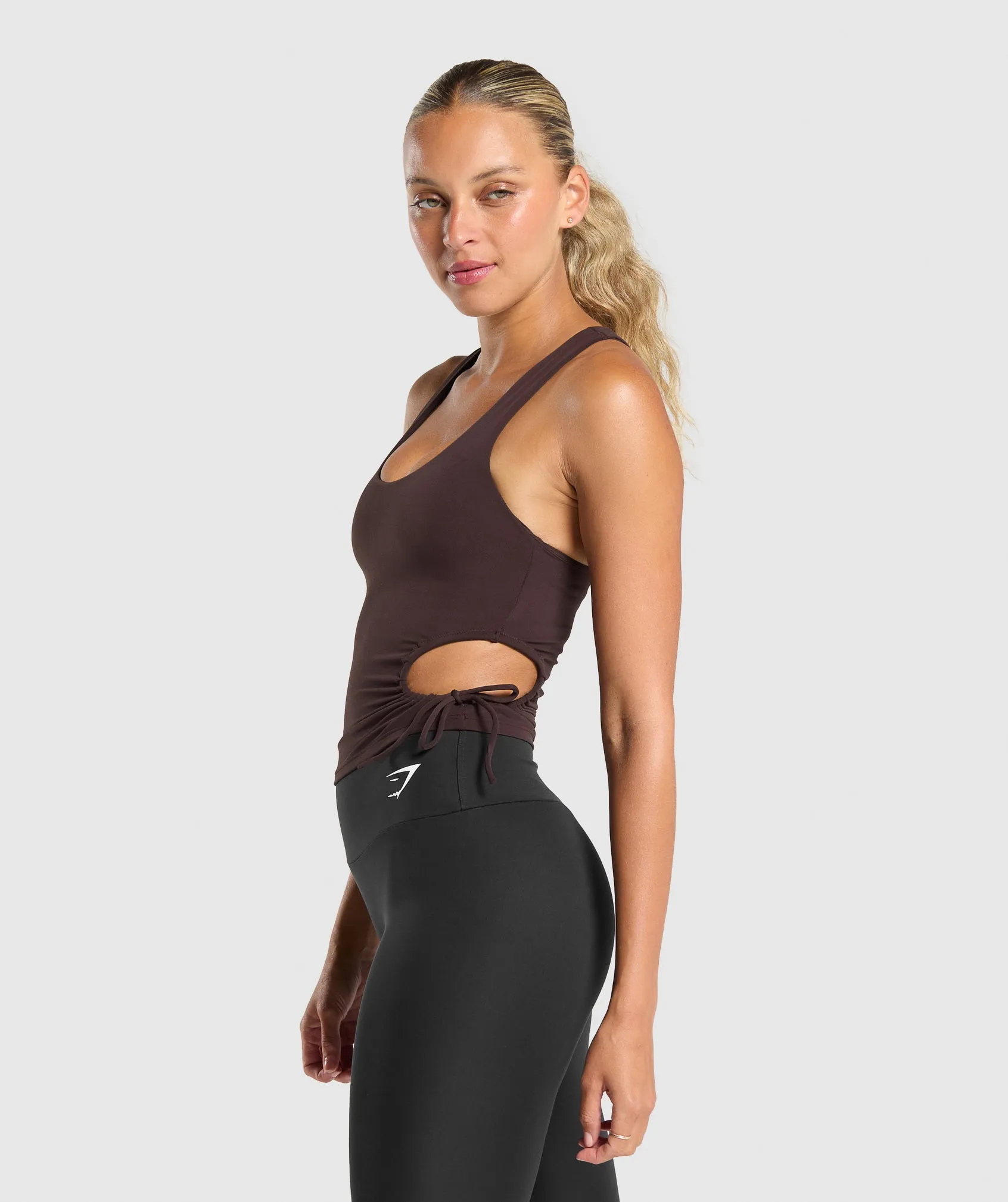 Gymshark Ruched Side Tank With Shelf - Heritage Brown sold by Gymshark product image thumbnail 3