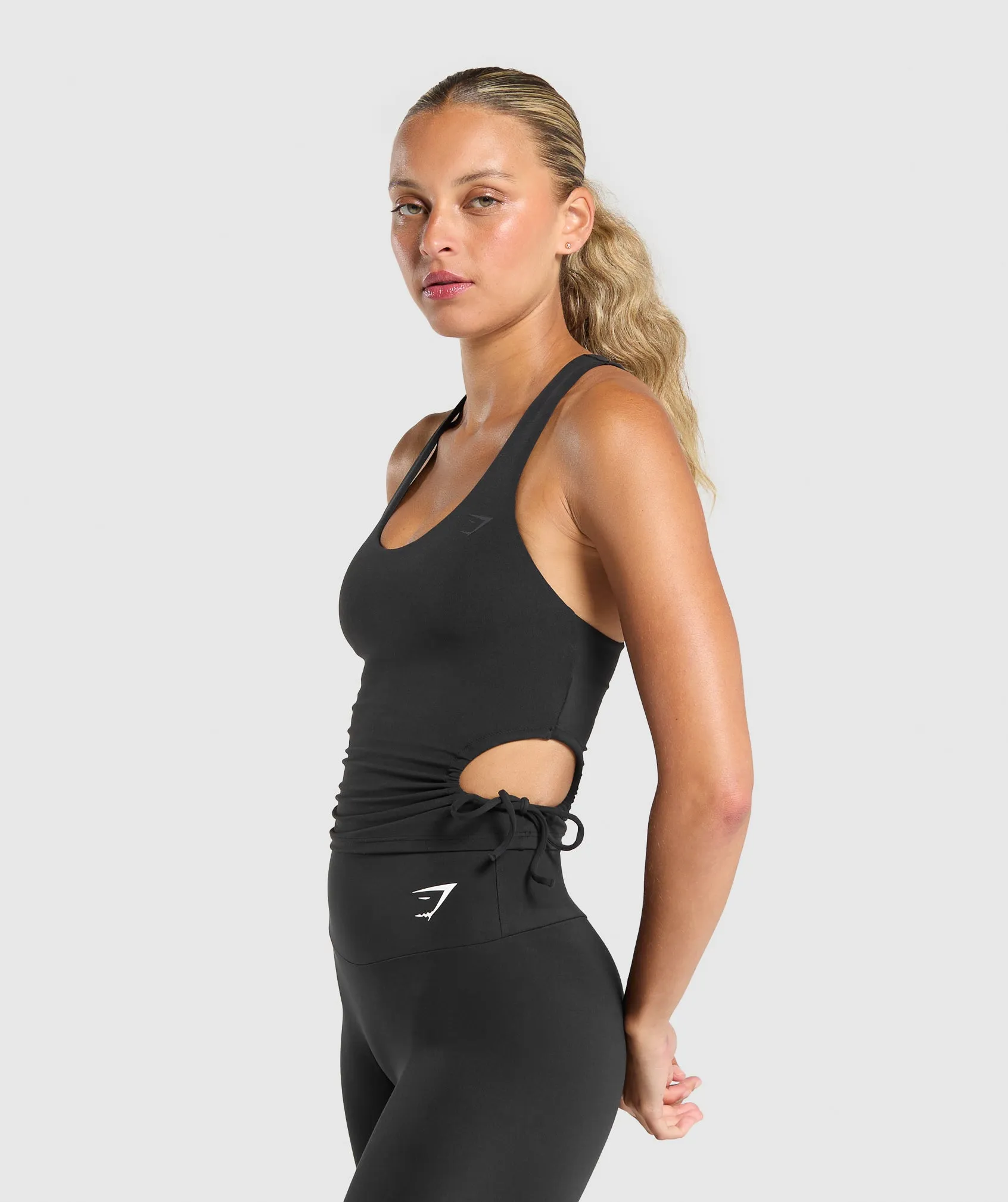 Gymshark Ruched Side Tank With Shelf - Black sold by Gymshark product image thumbnail 3