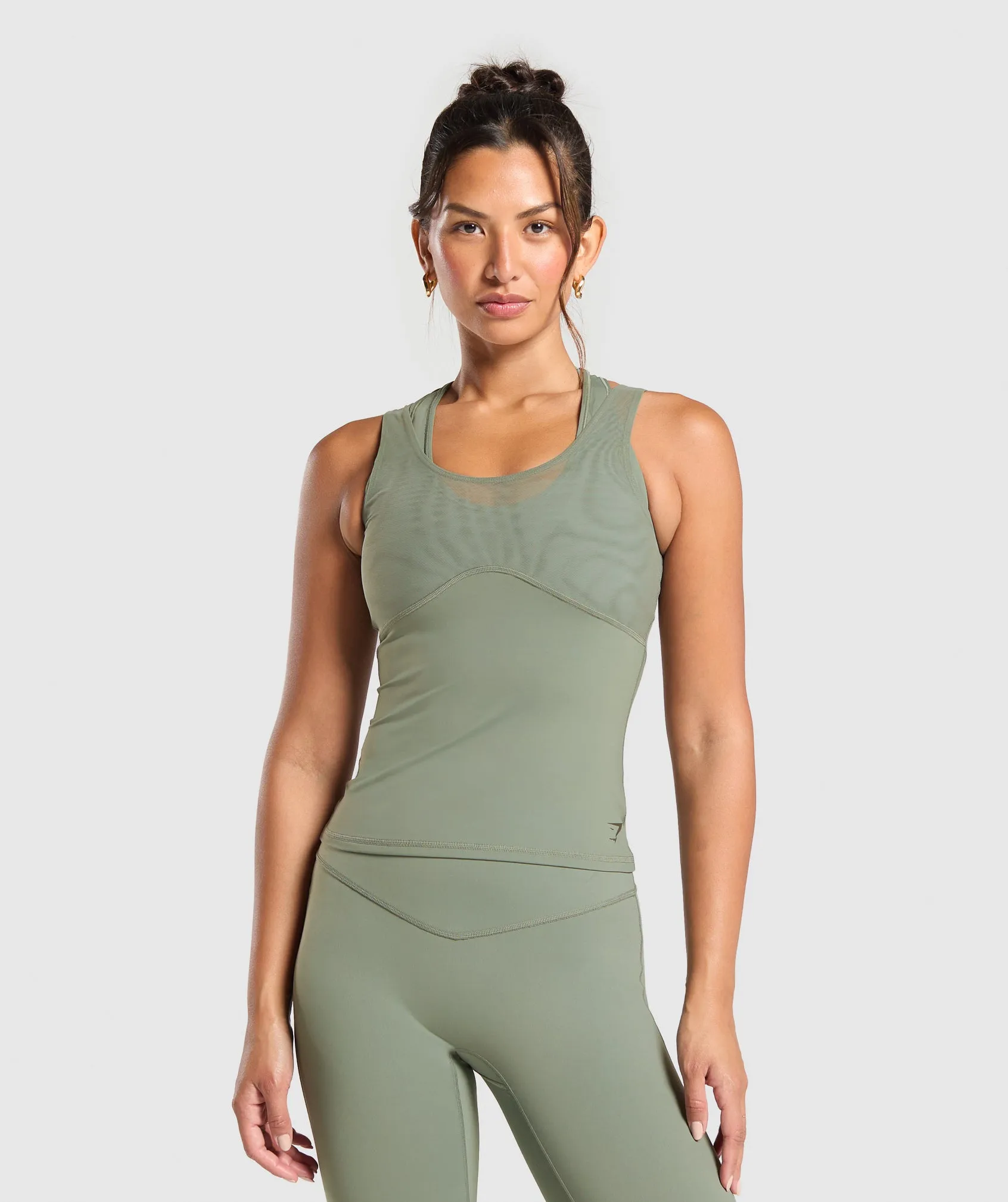 Gymshark Elevate Tank With Shelf - Unit Green sold by Gymshark