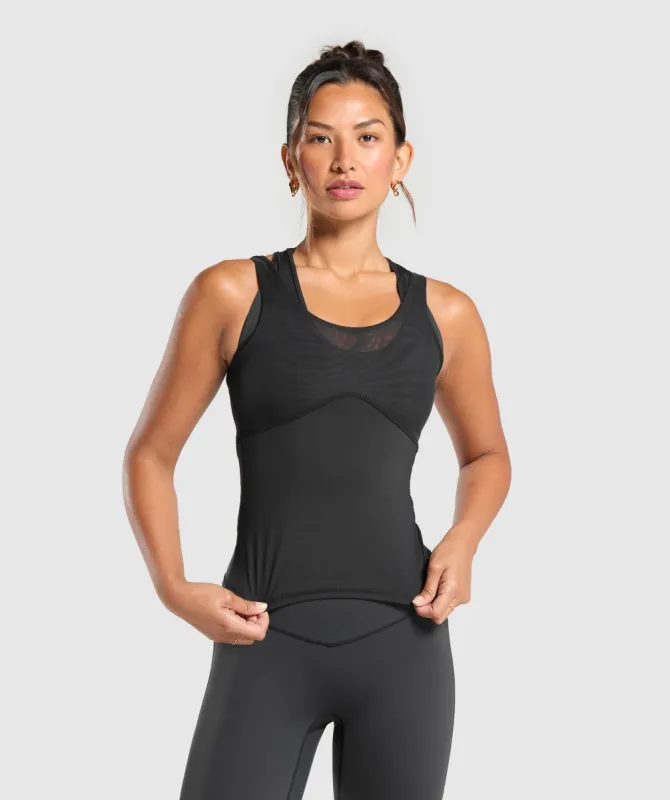 Gymshark Elevate Tank With Shelf - Black sold by Gymshark