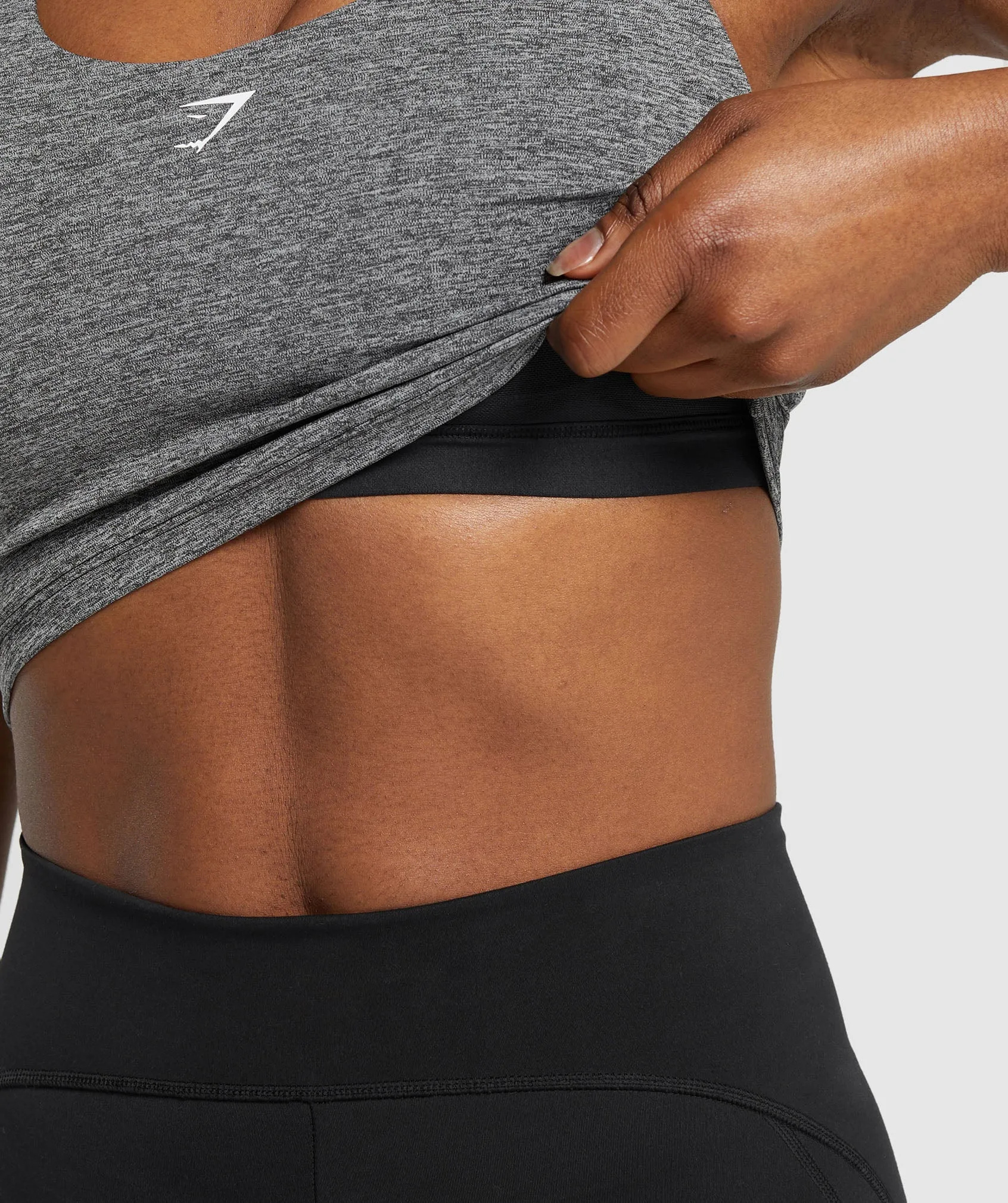 Gymshark Marl Racer Crop Tank With Shelf - Black/Undyed Marl sold by Gymshark product image thumbnail 5