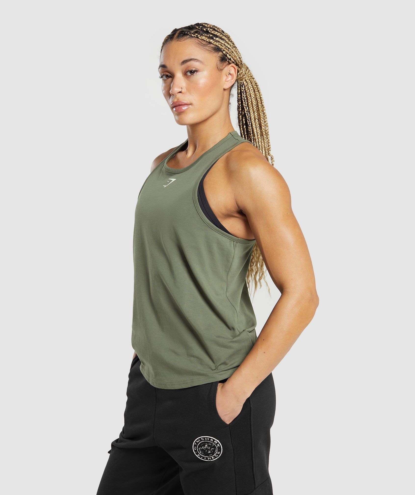 Gymshark Essential Cotton Tank - Base Green sold by Gymshark product image thumbnail 3
