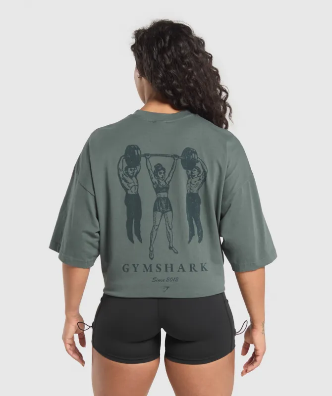 Gymshark Retro Lifting Oversized T-Shirt - Slate Teal sold by Gymshark