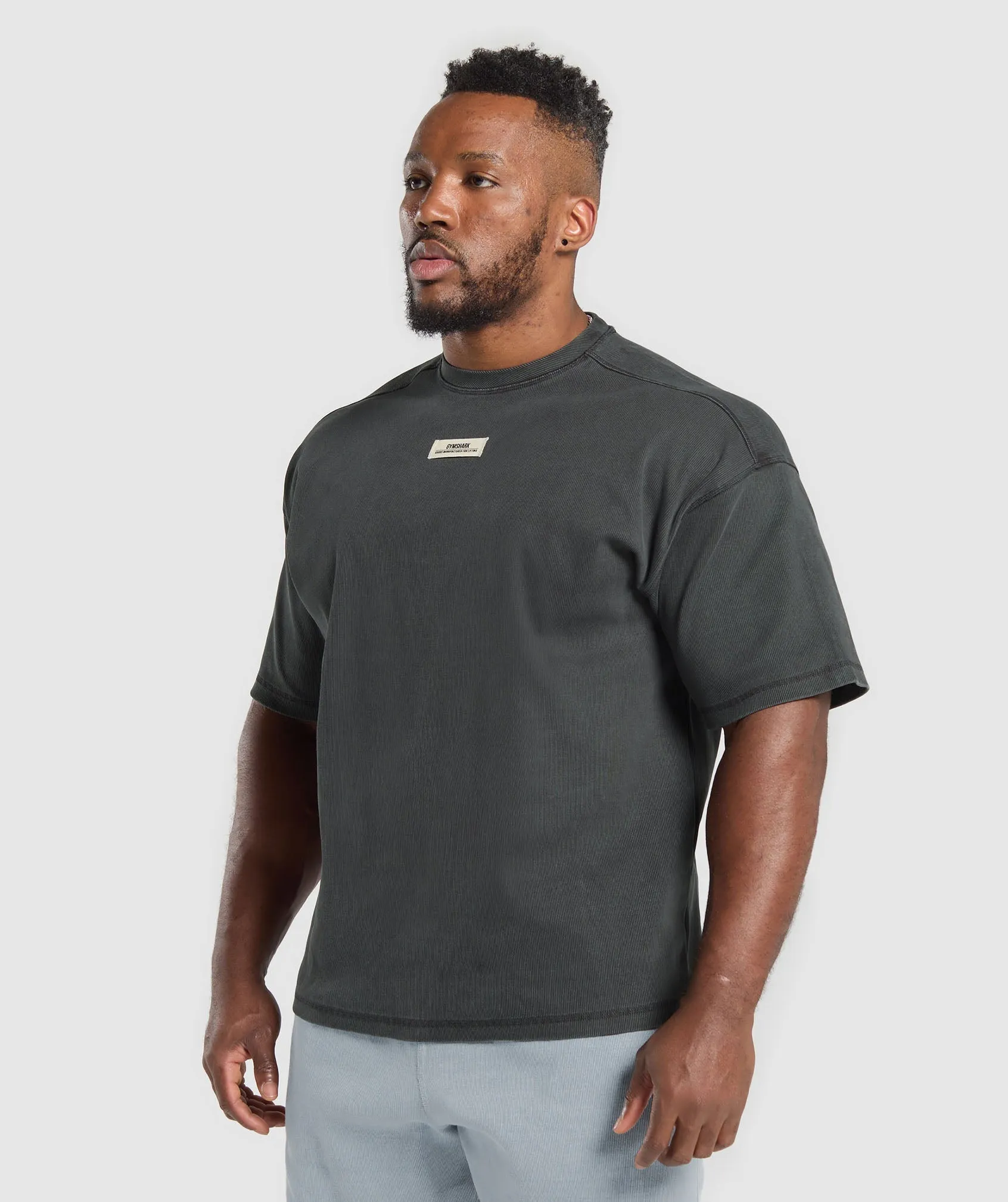 Gymshark Heavyweight Rib Short Sleeve Crew - Asphalt Grey sold by Gymshark product image thumbnail 3