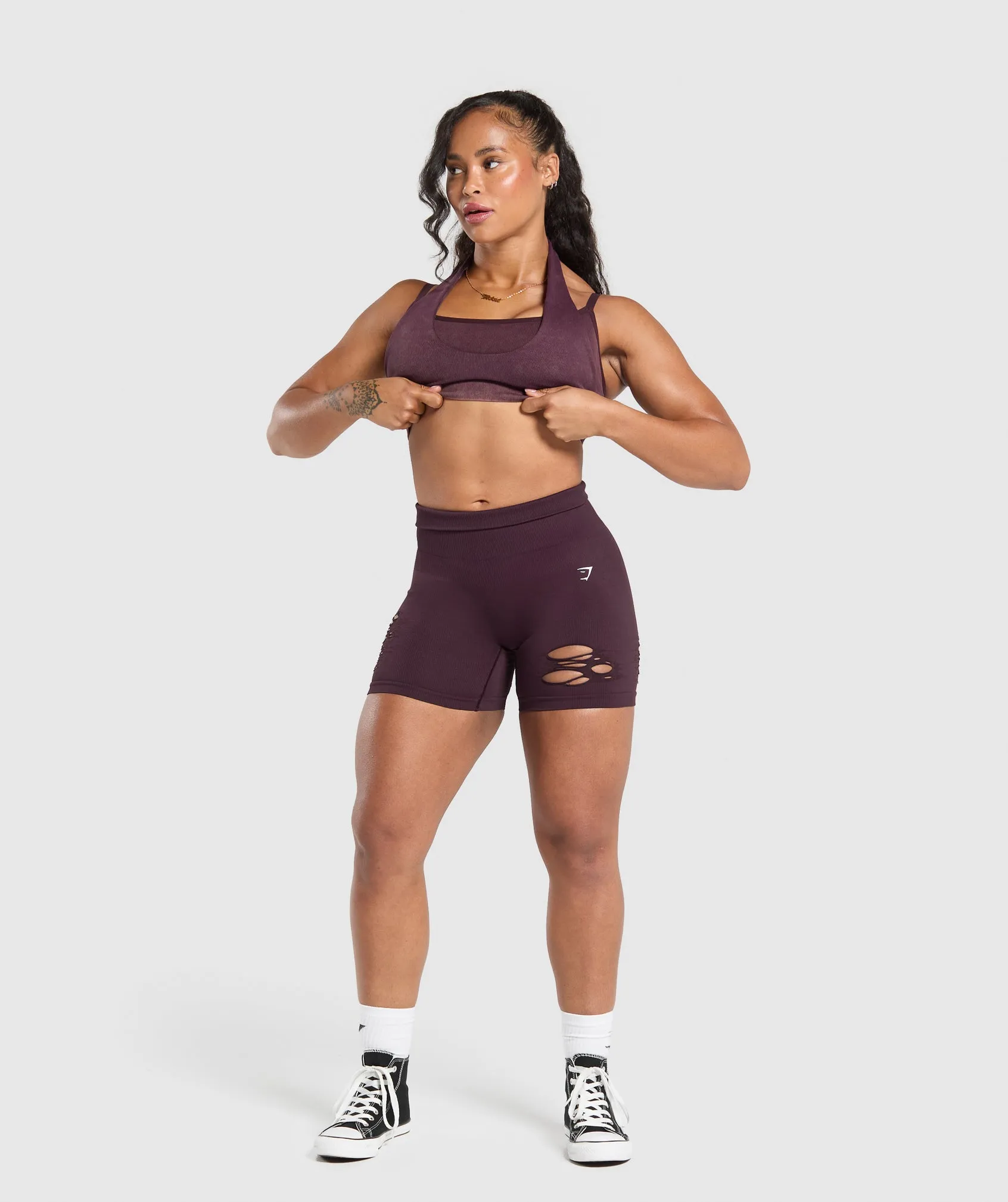 Gymshark Gains Seamless Distressed Shorts - Depth Purple sold by Gymshark product image thumbnail 4