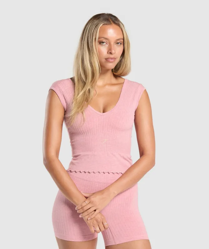 Gymshark Rest Day Seamless Modal Crop Top - Bros Cosy Pink Marl sold by Gymshark