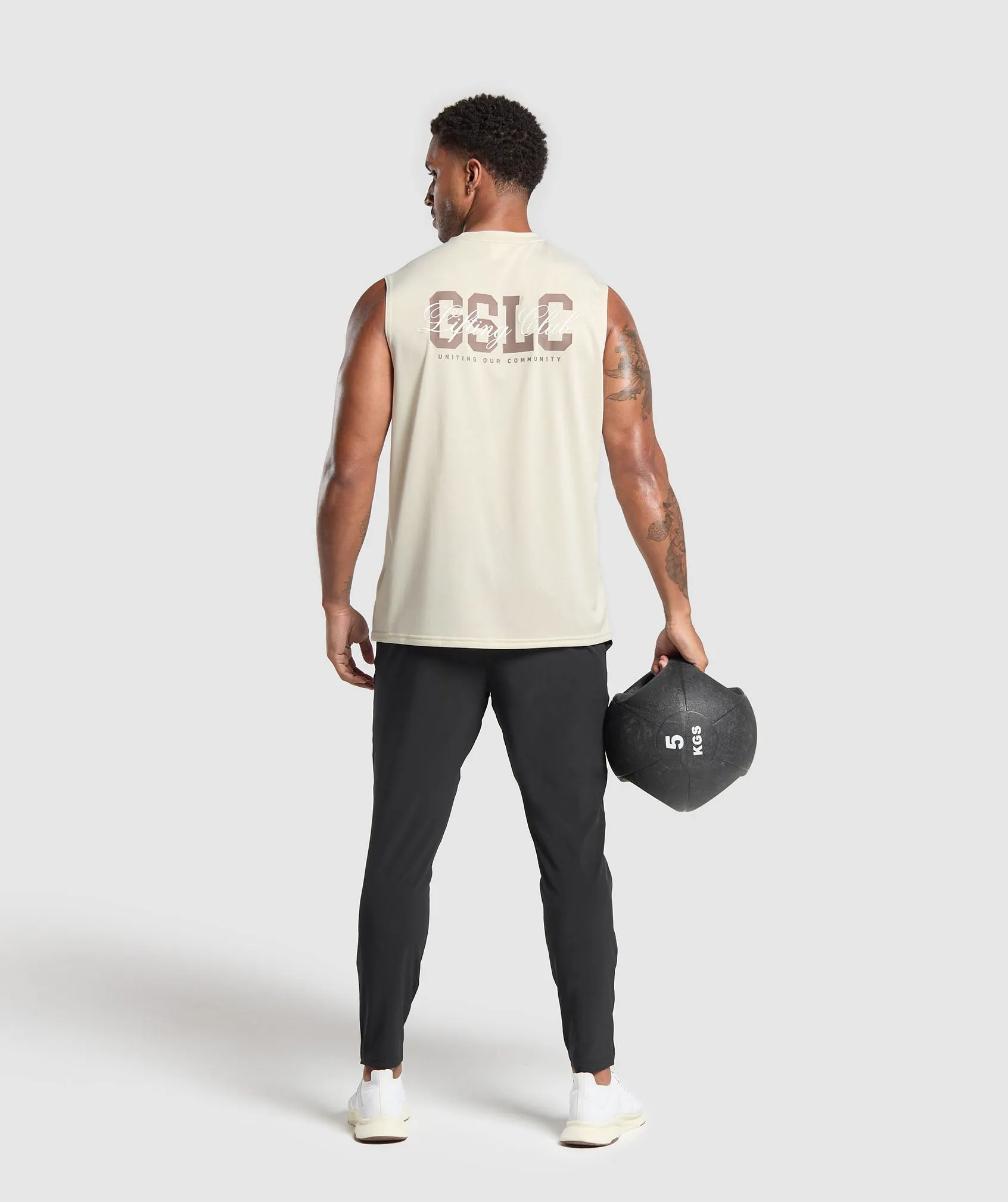 Gymshark Script Graphic Cut Off Tank - Ecru White sold by Gymshark product image thumbnail 4