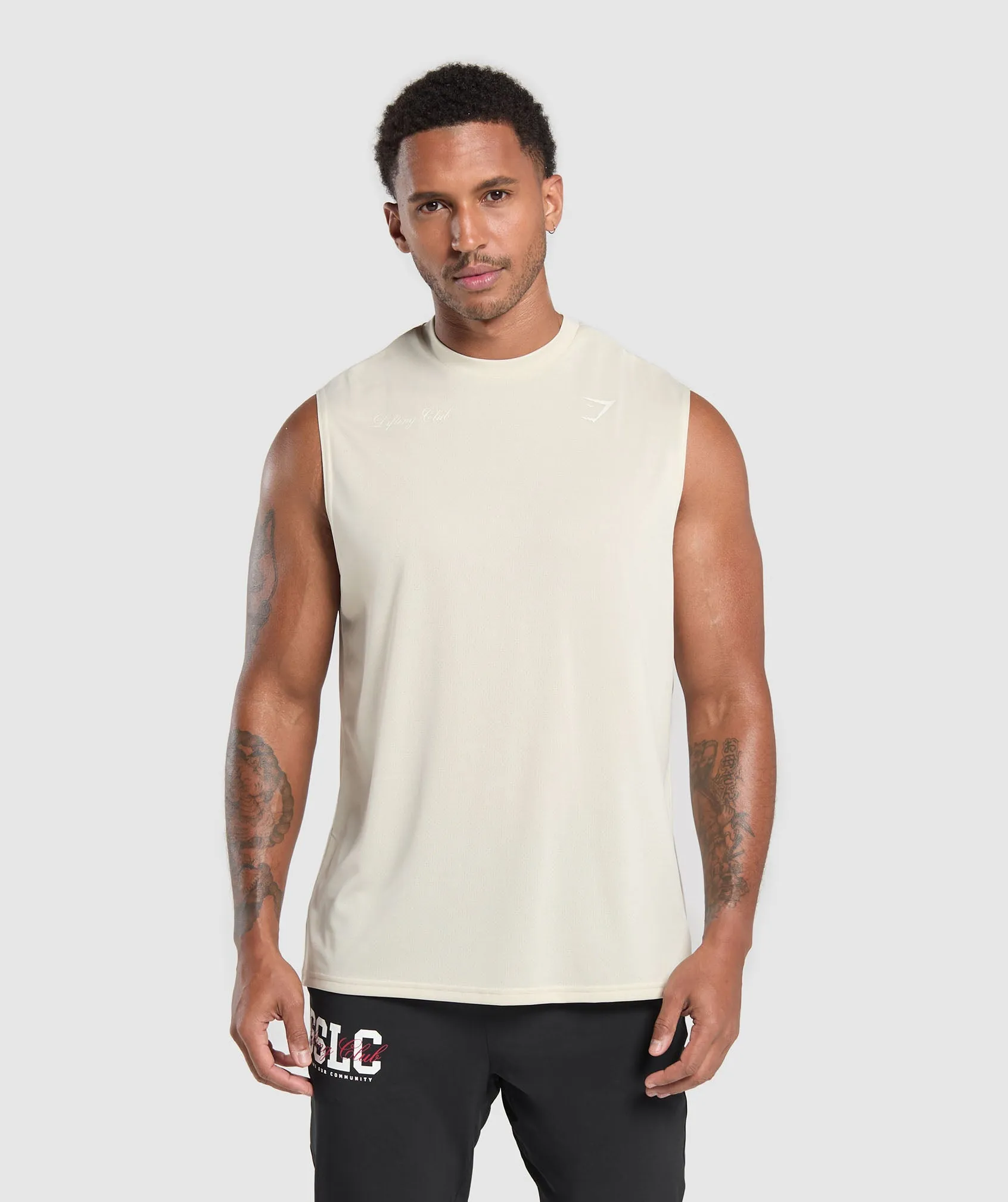 Gymshark Script Graphic Cut Off Tank - Ecru White sold by Gymshark product image thumbnail 2