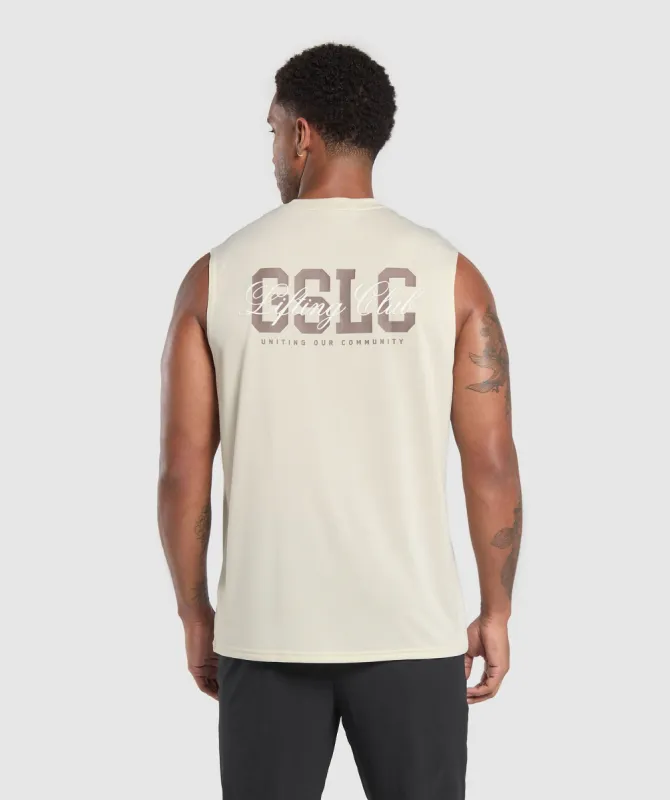 Gymshark Script Graphic Cut Off Tank - Ecru White sold by Gymshark