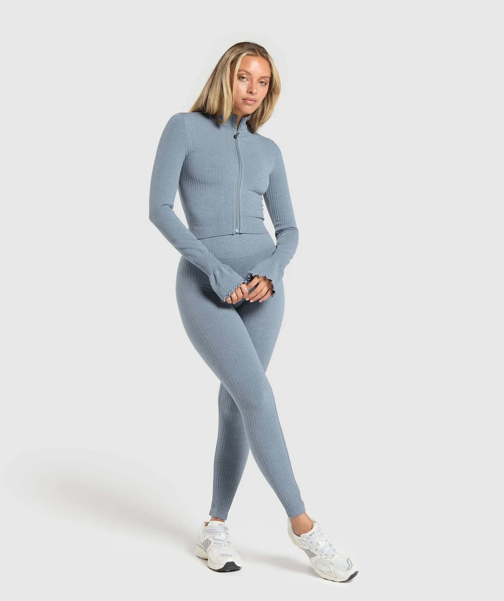 Gymshark Rest Day Seamless Modal Jacket - Metal Blue Marl sold by Gymshark product image thumbnail 5