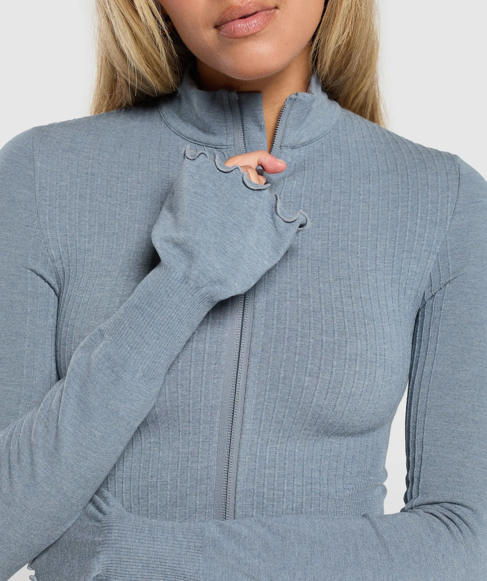 Gymshark Rest Day Seamless Modal Jacket - Metal Blue Marl sold by Gymshark product image thumbnail 4