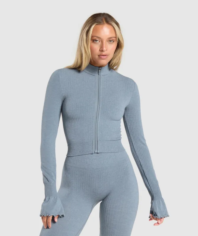 Gymshark Rest Day Seamless Modal Jacket - Metal Blue Marl made by Gymshark
