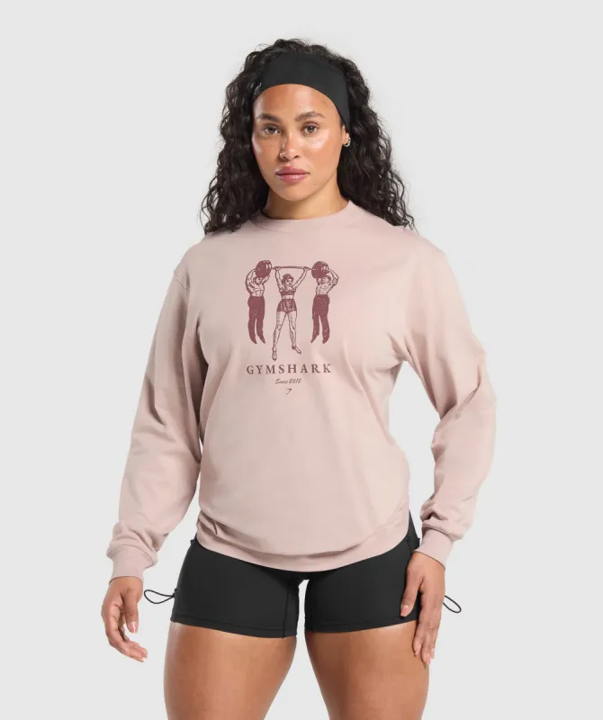 Gymshark Retro Lifting Long Sleeve T-Shirt - Muted Pink sold by Gymshark