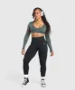 Gymshark Gains Seamless Distressed Super Crop Top - Teal sold by Gymshark