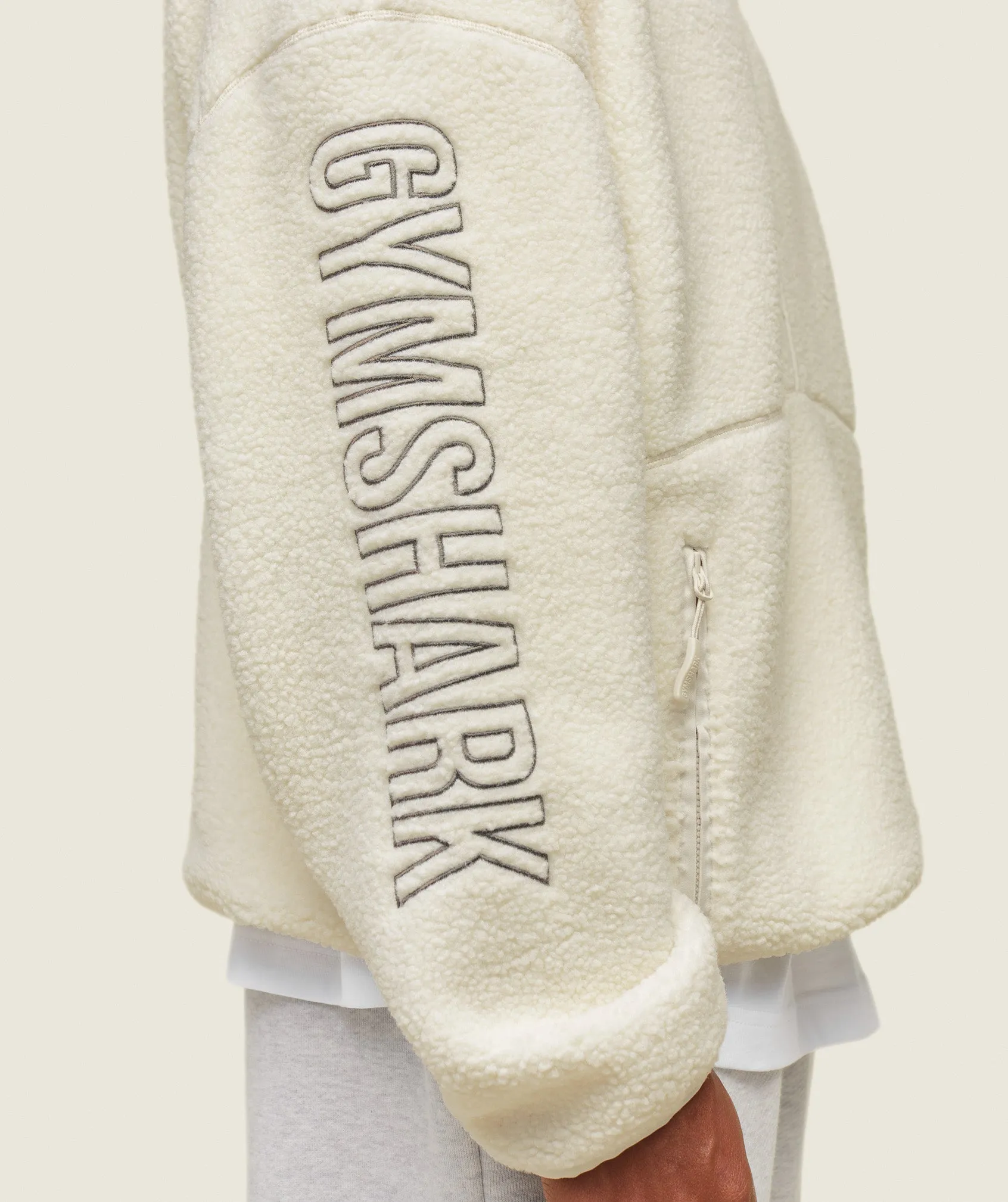 Gymshark everywear Half Zip Sherpa Jacket - Oat White sold by Gymshark product image thumbnail 5