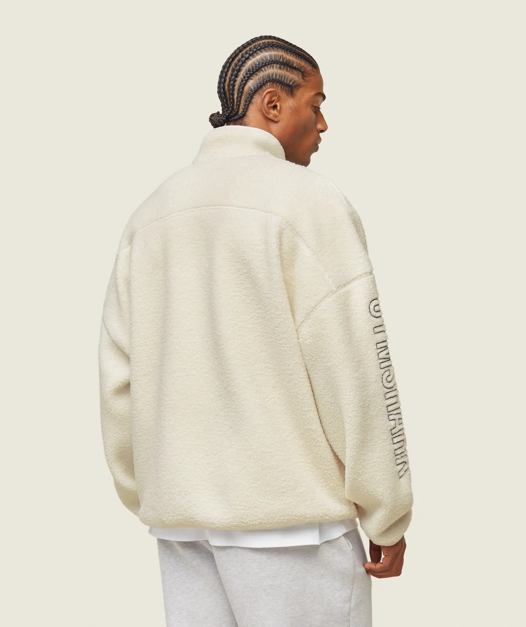 Gymshark everywear Half Zip Sherpa Jacket - Oat White sold by Gymshark product image thumbnail 2