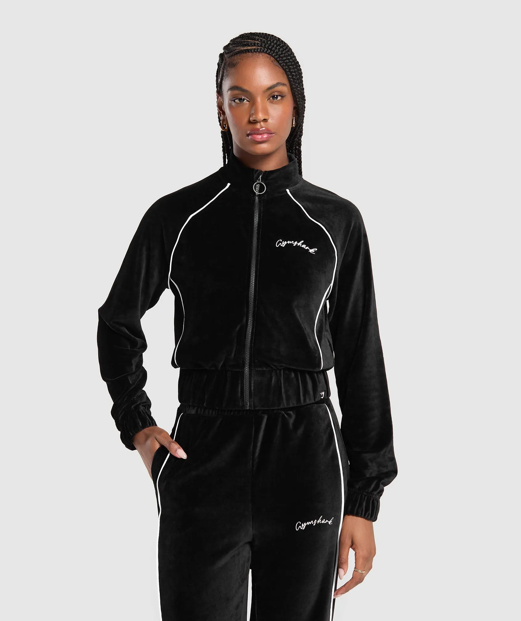 Gymshark Velour Tracktop - Black sold by Gymshark