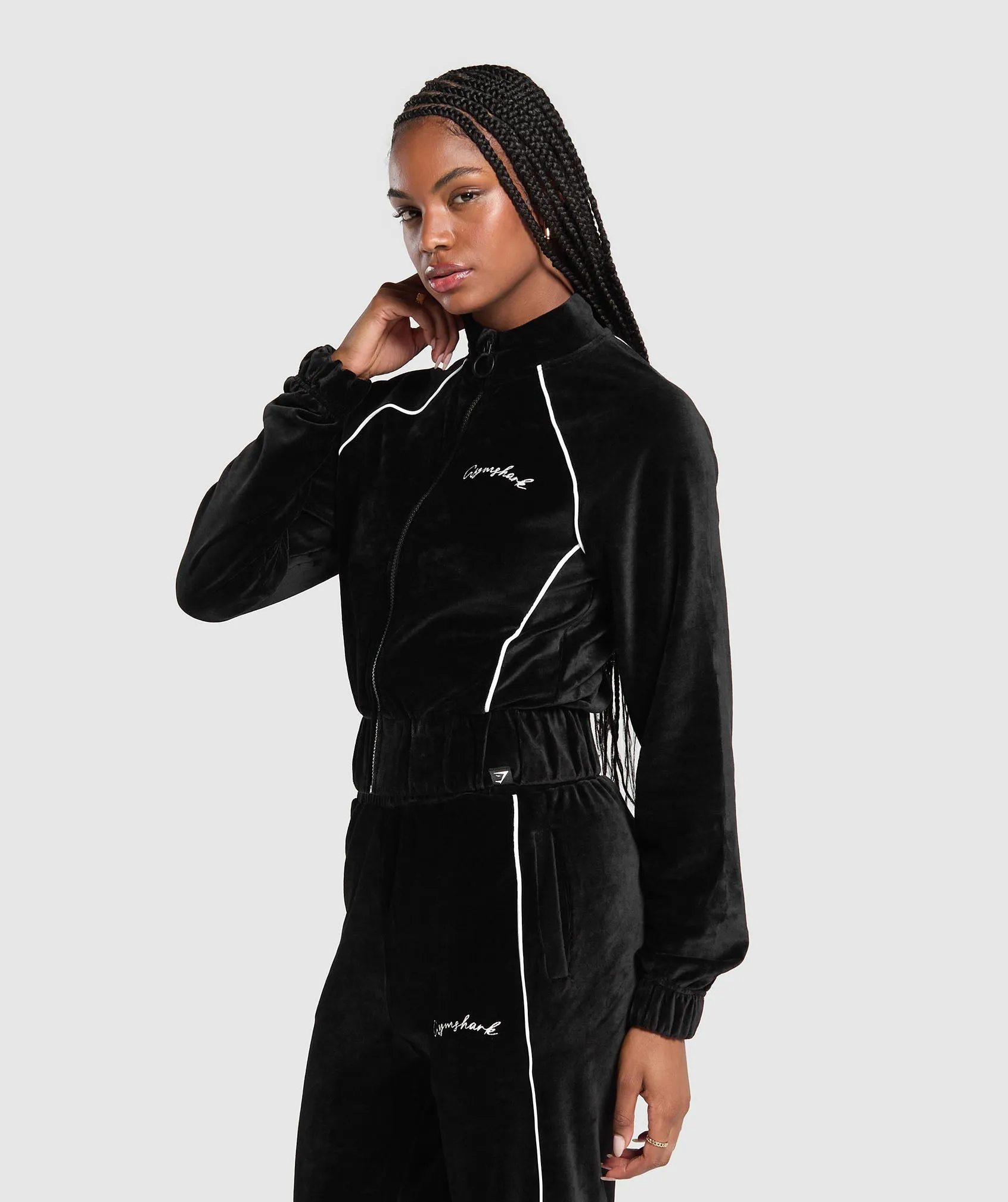 Gymshark Velour Tracktop - Black sold by Gymshark product image thumbnail 3